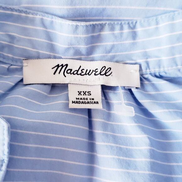 Madewell Striped Tie Sleeve Popover Tunic Blouse - Picture 8 of 9